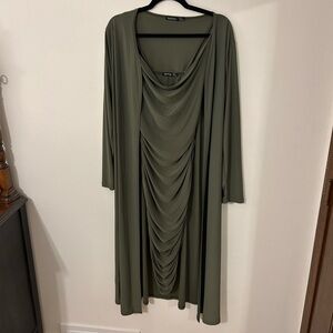 Boohoo Maternity Olive Long Sleeve Draped Dress